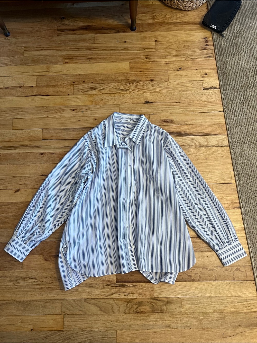 Doen Striped Button-Down Shirt in Blue and White